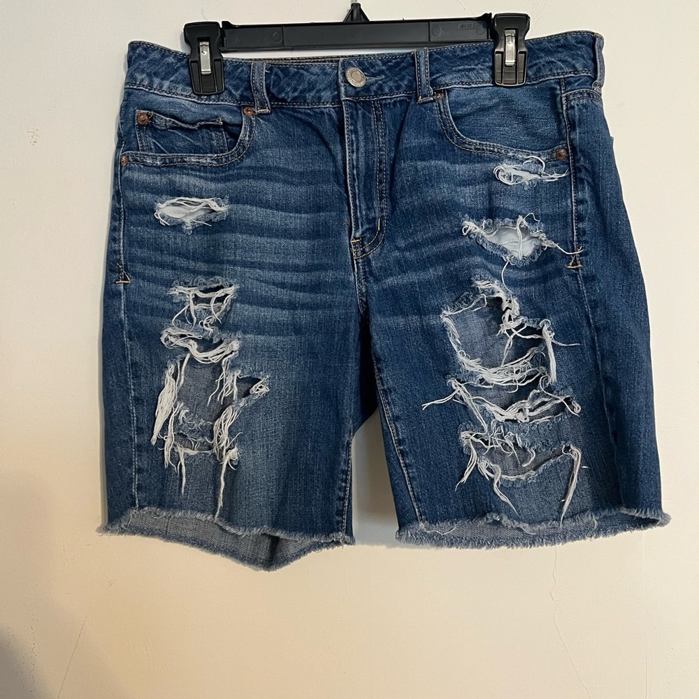 American Eagle Ripped Blue Denim Shorts